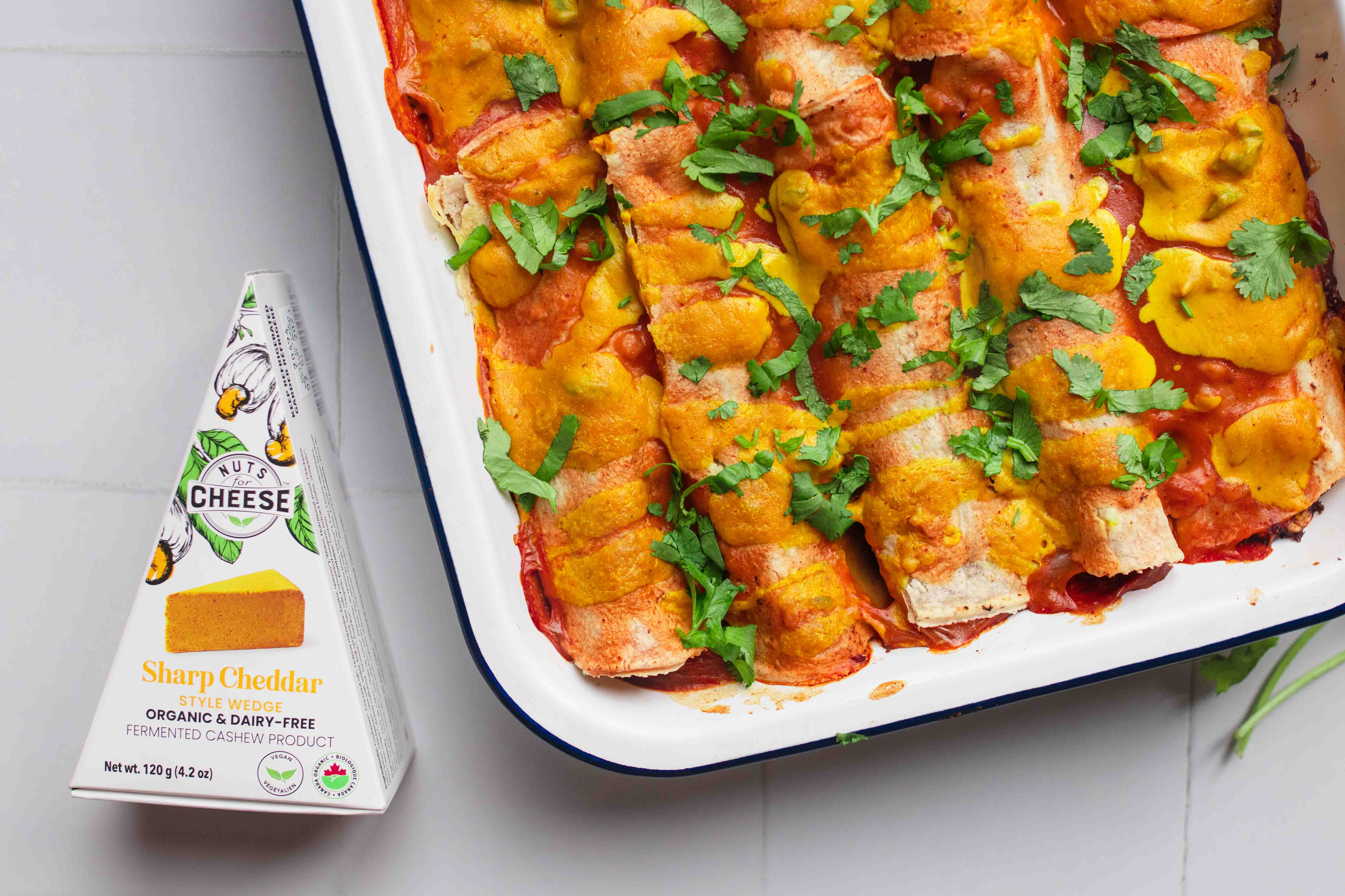 Enchiladas végétaliennes fromagées