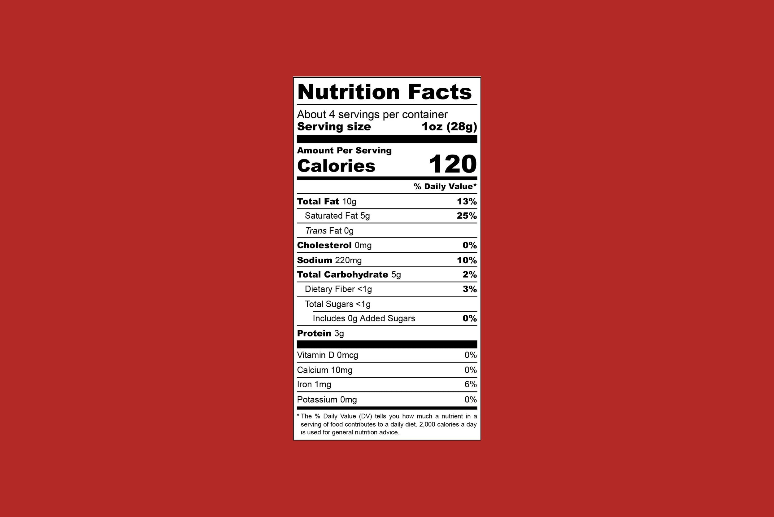 Fromage végétalien Smoky Gouda Cashew Nutrition Facts Fond rouge