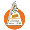 Nuts For Cheese™ Emballage de fromage Cheddar Chipotle fermenté biologique et sans produits laitiers sur un fond de cercle orange